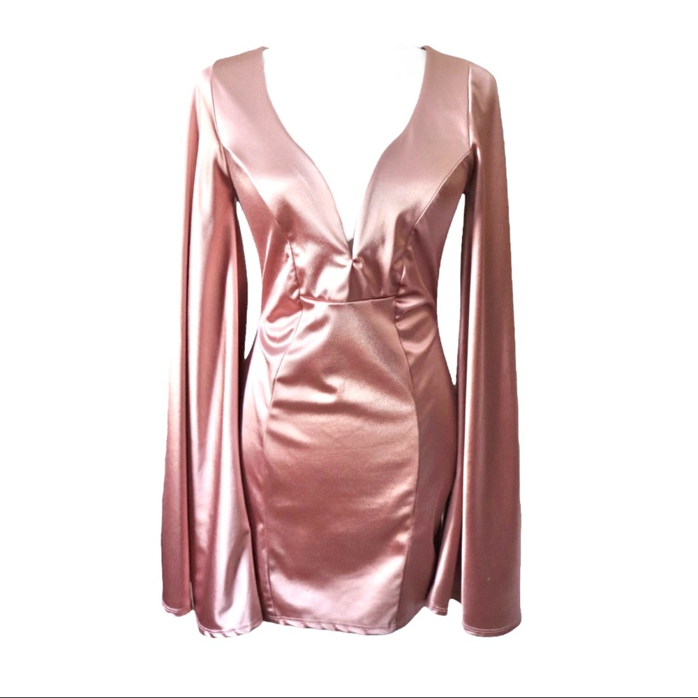 Satin wide sleeve dress